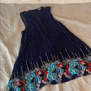 Blue polka dot and floral dress